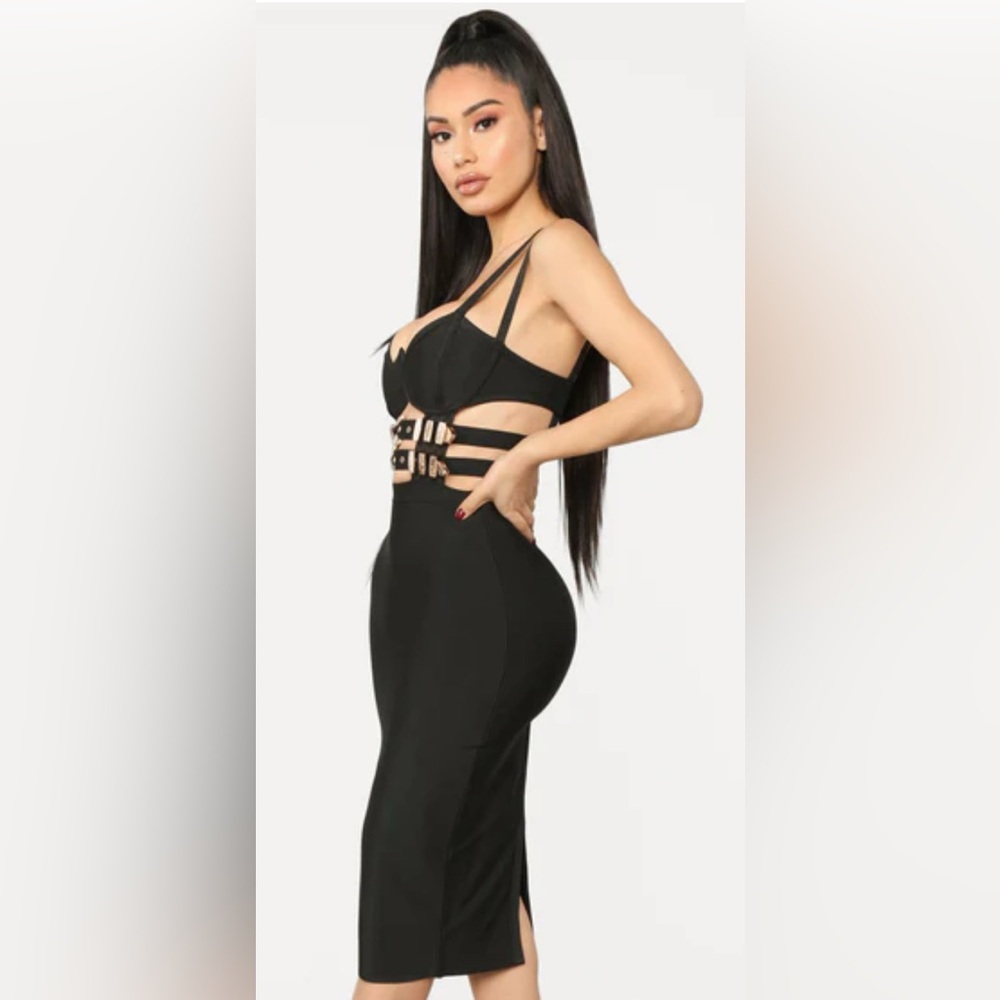 Fashion Nova Black Backless Evening Dress